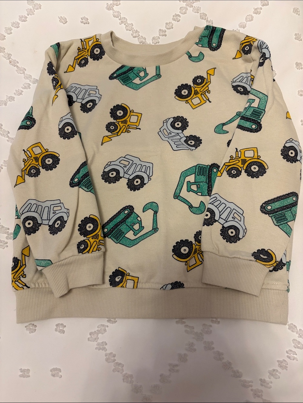 Kids Cream Construction Trucks Sweatshirt - George